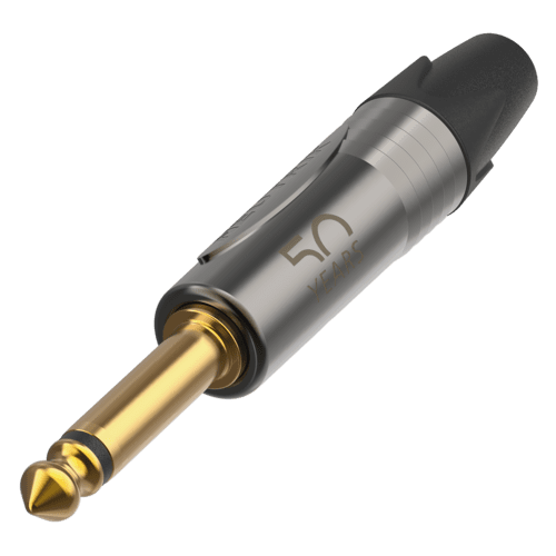 Afbeelding van jack 6,3mm profi steker 2-polig donkergrijs goudcontacten 50year XX